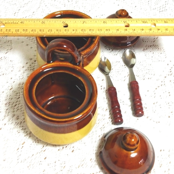 2 FOR $15 BUNDLE SALE! Home Vintage Cindiments/Honey/Sugar bowl. Stoneware - Picture 5 of 6